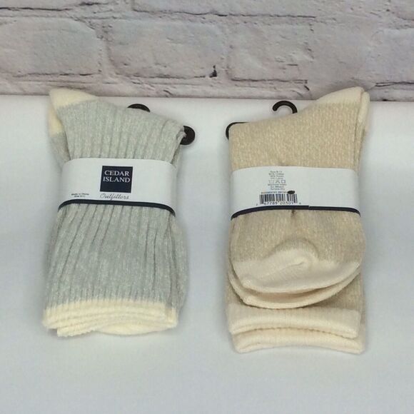 Cedar Island Outfitters Crew Socks Women's Size 9-11 Tan & Green Heathered Soft - Picture 2 of 6